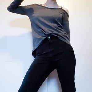 open shoulder gray shirt